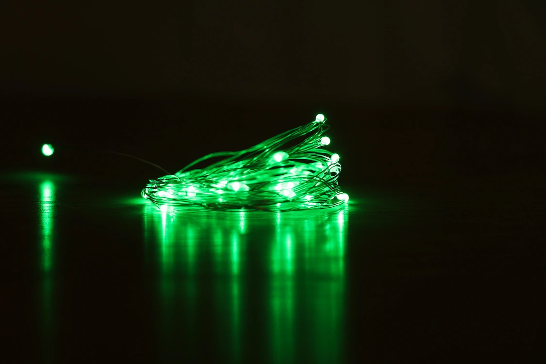 Green copper wire fairy lights